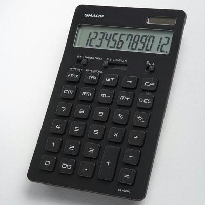Sharp Electronics EL364BBK 12 Digit Slim Design Black