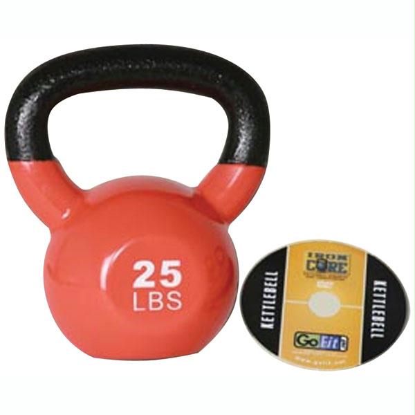 Gofit GF-KBELL25 Premium Kettlebell with Training DVD - 25lbs and #44; Orange