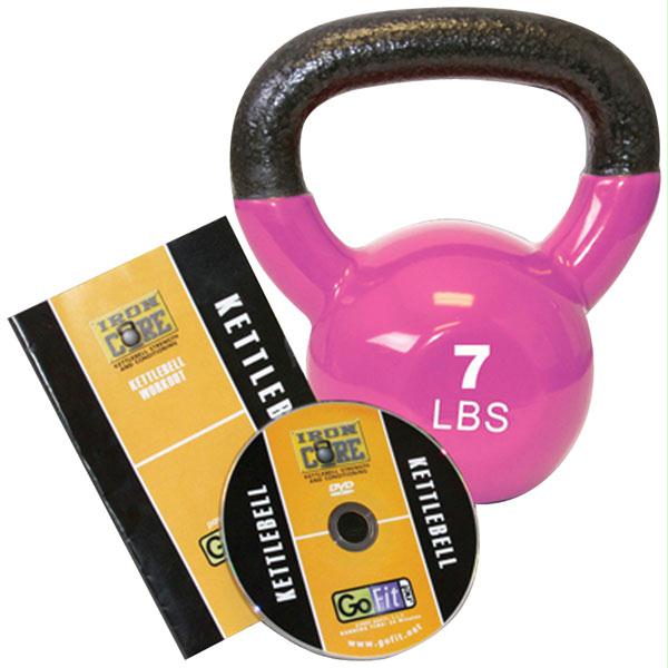 Gofit GF-KBELL7D Premium Kettlebell with Training DVD - 7lbs and #44; Magenta