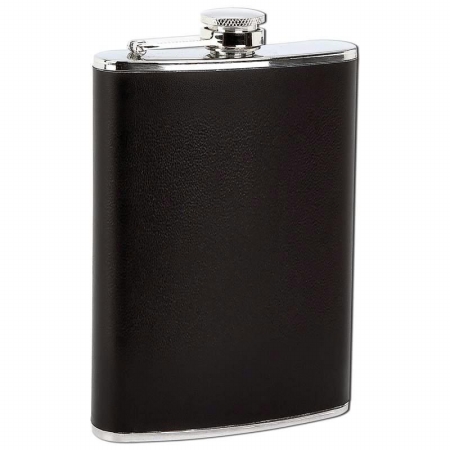 8 Oz. Stainless Steel Flask With Black Wrap