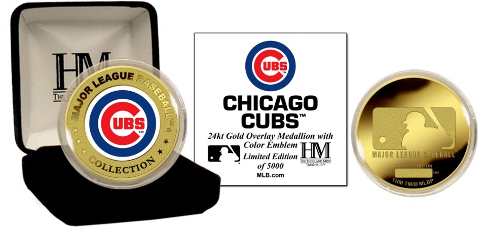Highland Mint CCCOLGK CHICAGO CUBS 24KT GOLD AND COLOR TEAM COMMEMORATIVE COIN