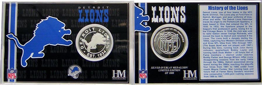 Highland Mint DLSPCCK Detroit Lions Team History Coin Card