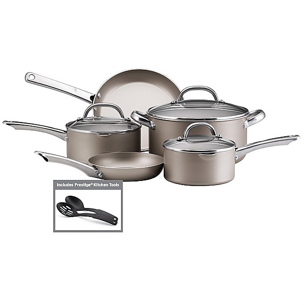 Farberware 21091 Cookware Set In Platinum With Silver Handles