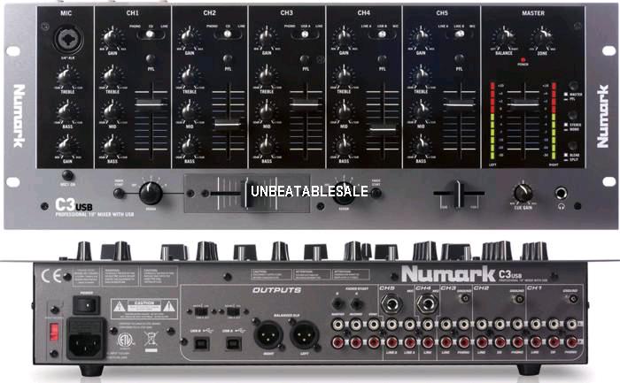 Numark 5Ch 19 Inch Rack Mixer with USB Audio  C3USB