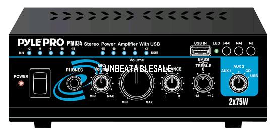 Pyle Mini Stereo Amplifiers USB PTAU34