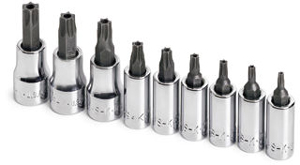 SK Hand Tool SK 19769 9 Piece .25 & .38 Drive Tamper-Proof TORX Bit Socket Set SK Hand Tool SK 19769 9 Piece .25 & .38 Drive Tamper-Proof TORX Bit Socket Set