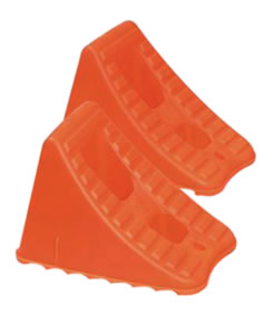 keeps tires from rolling and serves as a safety device to use with ramps or other lifting devices. caution: use on flat surface. push firmly under tires. use in pairs - 2 per tireincludes 1 pair (2 wheel chocks)not for heavy commercial use8.25"x 6"x 4.50"