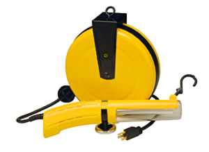 Alert ALR13RF30GR 13 Watt Flourescent Reel Work Light with 30 ft.16/3 Retractable Cord and Outlet