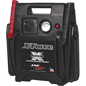 with the new x-force line of jump starters jump-n-carry the leader in professional jump starting once again raises the bar for starting capacity in a handheld jump starter. these new made in the usa jump starters are ready to tackle the most demanding jump starting tasks in automotive fleet construction and industrial environments.made in the usaextreme jump starting power- new x-force battery technology delivers 770 crank assist amps industrial-grade hot jaw clamps penetrate corrosion on battery terminals and transfer maximum power to the vehiclecable gauge #4 awgcable length- 68"