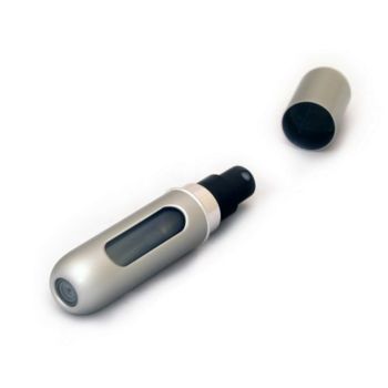 Mini Travel Refillable Spray with Cap Refills from Any Fragrance Bottle (Sleek Silver) .135 oz