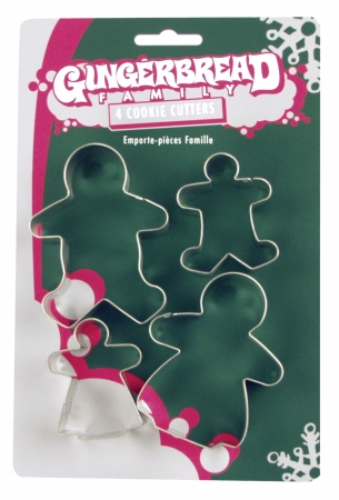 Foxrun 3553 Gingerbread Family Cookie Cutter Set- Tinplated Steel- 4 Pieces Per Set