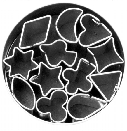 Foxrun 3690 Micro Mini Cookie Cutter Set- Tinplated Steel- 12 Piece Set In Storage Tin