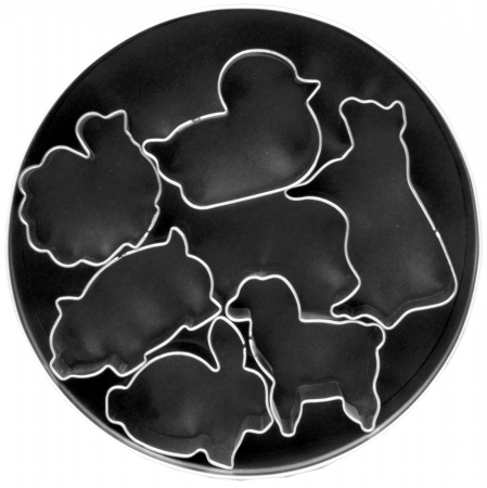 Foxrun 4744 Farm Animal Cookie Cutter Set- Tinplated Steel- 6 Piece Set In Storage Tin