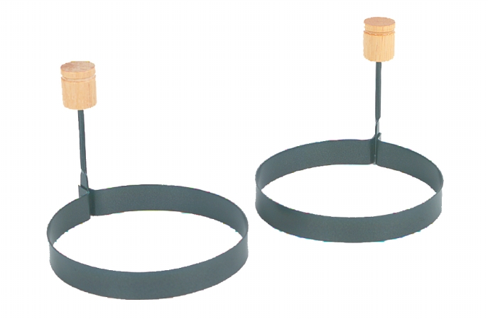 Foxrun 5206 Egg Ring Set- Non-Stick- 2 Per Set- Wood Handles