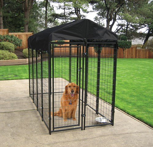 Lucky Dog 6&apos;h X 4&apos;w X 8&apos;l Uptown Welded Wire Kennel W/cover And Frame-cl 60548