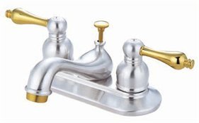 Kb609Al Teapot 4 Inch Centerset Faucet With Brass Pop-Up - Satin Nickel Finish With Brass Accents