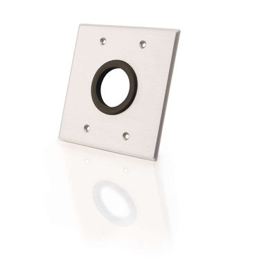 40546 Double Gang 1.5in Grommet Wall Plate - Brushed Aluminum