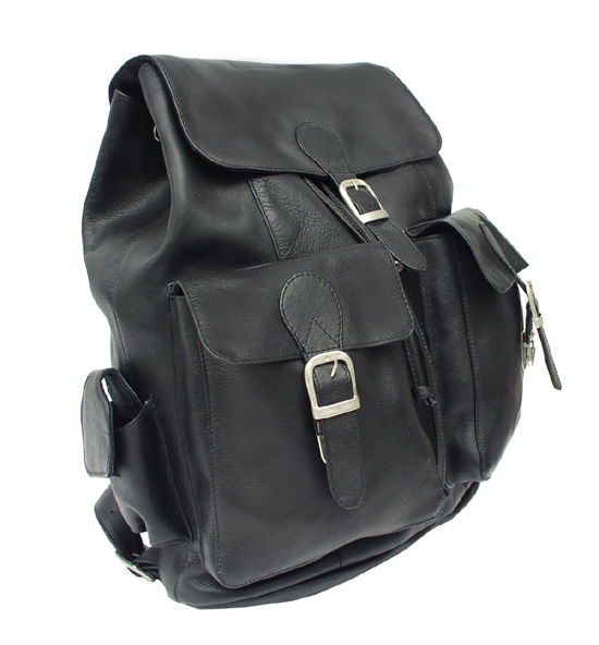 9726-blk Black Large Buckle-flap Backpack