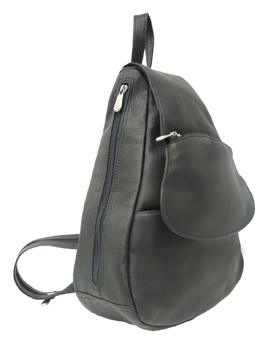 9930-blk Sling Flap Over Backpack With Side Zip Entry - Black