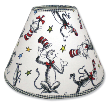 Trend Lab 30044 Dr. Seuss Cat In The Hat Lampshade Cat In The Hat Scatterprint Percale With Black Percale Trim
