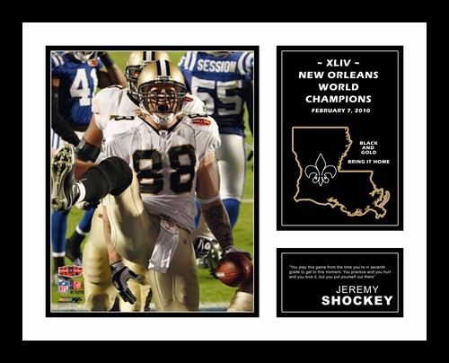 AAA51338 Jeremy Shockey New Orleans Saints NFL Framed 8x10 Photograph Super Bowl XLIV TD Celebration