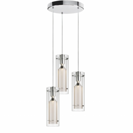 12153r-cf-pc 3-light Pendant-round Canopy, Clear Glass-frosted Insert