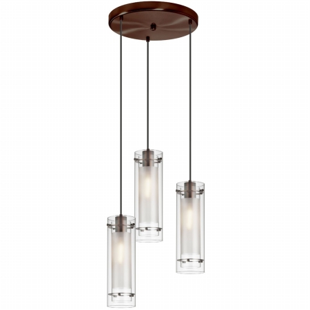 12153r-cf-obb 3-light Pendant-round Canopy, Clear Glass-frosted Insert