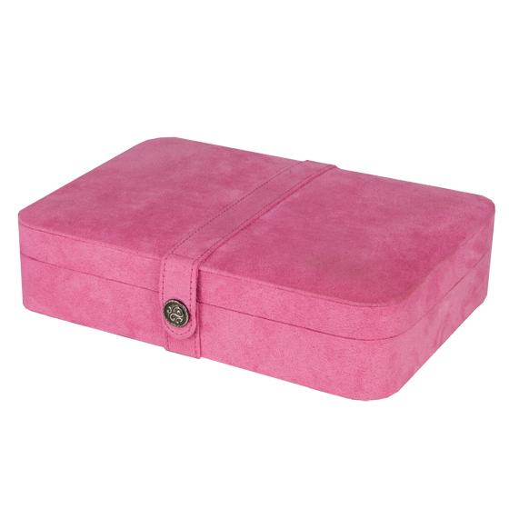 54523 Maria Plush Fabric Jewelry Box And Ring Case With Twenty-four Sections In Rose Blush