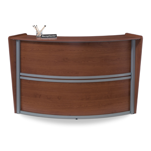 55290-chy Single Unit Curved Reception Station- Cherry