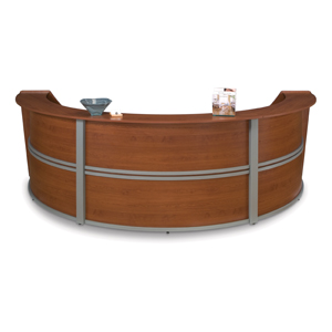 55293-chy Triple Unit Curved Reception Station- Cherry