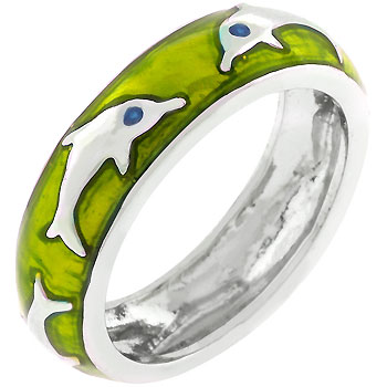 Green Apple Dolphin Ring- Size- 07