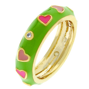 Sunrise Wholesale J2612 14K Gold Pinky Hearts Ring- Size 08