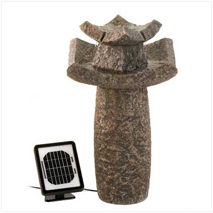 Sunrise Wholesale 12844 Asian Temple Dual Power Solar Water Garden Fountain