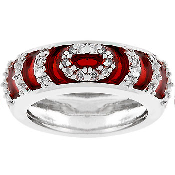Garnet Enamel Ripple Ring- Size- 05
