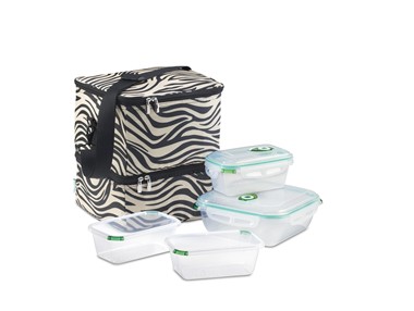 Freshvac PT1102 Petpac Small Black with Zebra Designs Plus Two Dishes