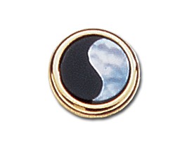 Legere Btt109 Tie Tac Gold Yin and Yang Onyx and Mother of Pearl