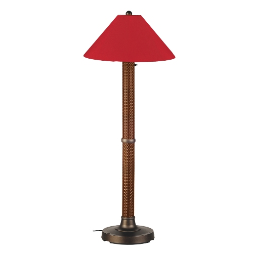 Patio Living Concepts 33163 - Bahama Weave 60" Indoor/Outdoor Table Lamp - Red castagno wicker body & bronze base with Jockey red Shade