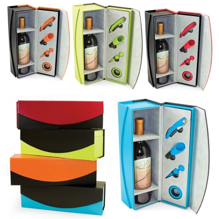 Picnic Time 688-03-137 Metro Wine Box - Leatherette Wine Bottle Case With 4 Wine Accessories