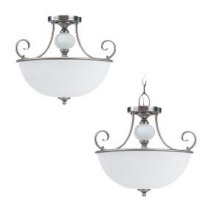 Ceiling Light Fixtures Sea Gull Lighting 51105 - 965 Convertible Three Light Semi - Flush in Antique Brushed - Nickel Finish SGL1166