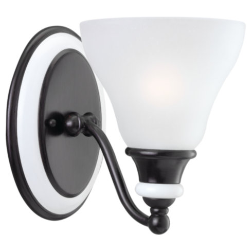 Vanity Lighting Sea Gull Lighting 44590-855 One Light Bath Sconce - Rustic Bronze With Ceramic Style Inlay SGL2864