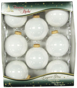 Christmas by Krebs CBK70195 Porcelain White 2 .62 inch Balls with Gold Crown Cap