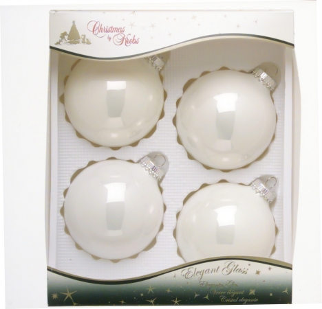 Christmas by Krebs CBK78106 Porcelain White 3 .25 inch Balls with Silver Crown C