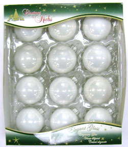 Christmas by Krebs CBK72106 Porcelain White 2 inch Balls with Silver Crown Caps