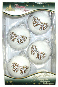 Christmas by Krebs CBK90429 Porcelain White 2 .62 inch Balls with Pinecone Desig