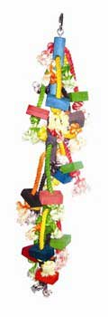 A and E Cage Co. BAEHB133 Real Wood With Hanging Blocks On Rope Toy For Birds