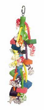 A and E Cage Co. BAEHB135 Real Wood With Hanging Blocks On Rope Toy For Birds