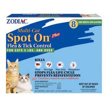 Zodiac CZO100502212 Spot On Flea  Tick Multi Cat Plus 5lb+