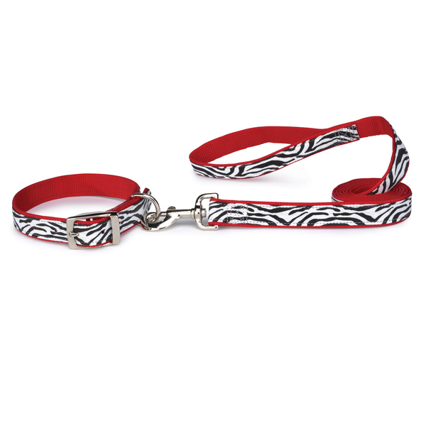 Aria zz-wscld-zbr-8-11st Wild Side Collar and Lead Set for Dogs - 8-11 inch-4 foot ZEBRA