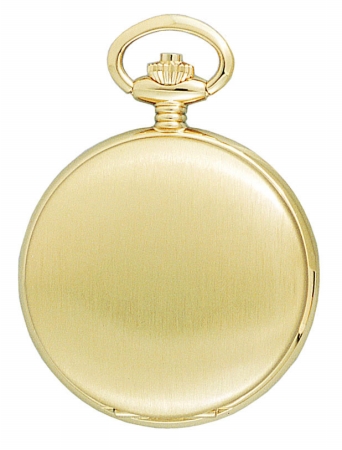 Charles-hubert- Paris Brass Gold-plated Satin-finish Quartz Hunter Case Pocket Watch #3410