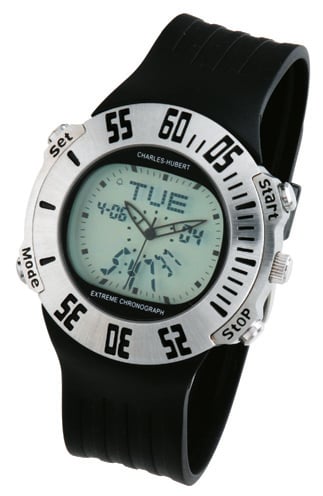 Charles-hubert- Paris Mens Wolrd Time Alarm Chronograph Quartz Watch #